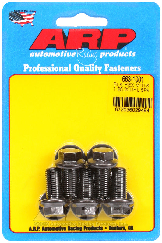 ARP 663-1001 M10 X 1.25 X 20 Hex Black Oxide Bolts
