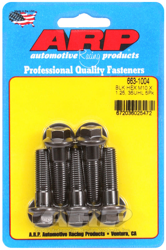 ARP 663-1004 M10 X 1.25 X 35 Hex Black Oxide Bolts