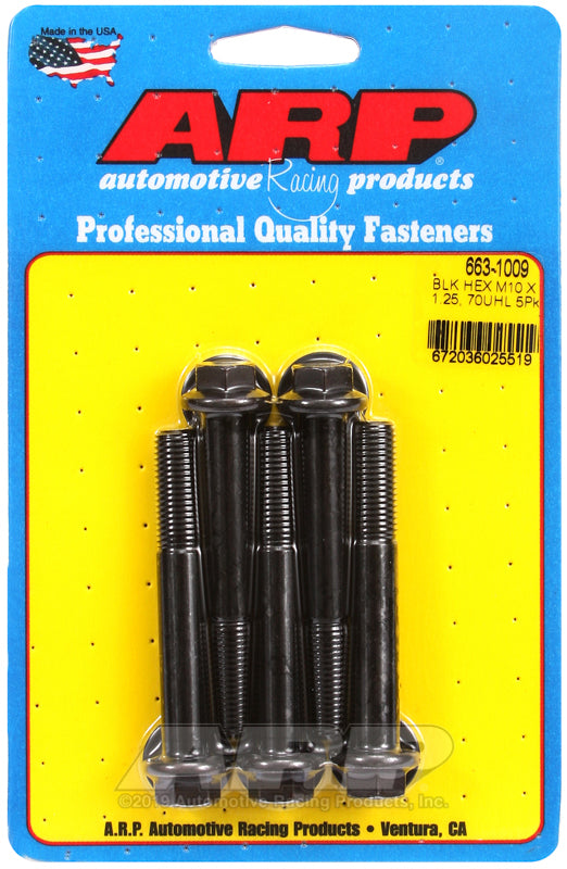 ARP 663-1009 M10 X 1.25 X 70 Hex Black Oxide Bolts