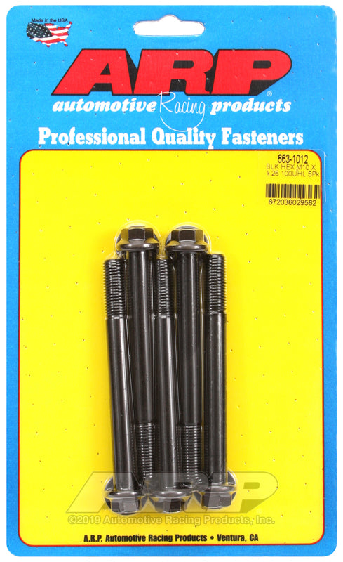 ARP 663-1012 M10 X 1.25 X 100 Hex Black Oxide Bolts
