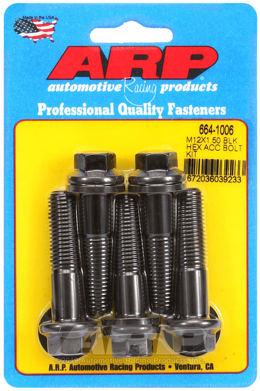 ARP 664-1006 M12 X 1.50 X 50 Hex Black Oxide Bolts