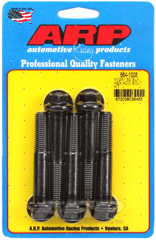 ARP 664-1008 M12 X 1.50 X 70 Hex Black Oxide Bolts