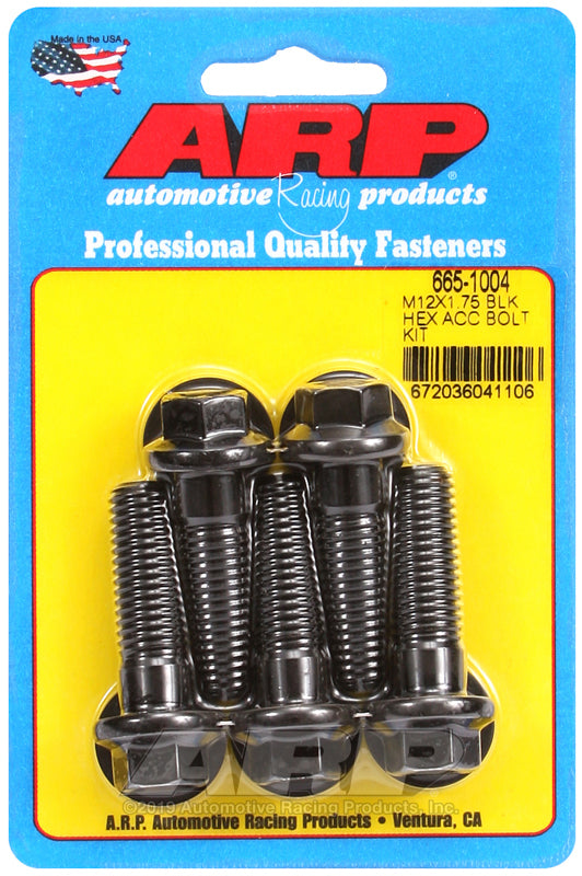 ARP 665-1004 M12 X 1.75 X 40 Hex Black Oxide Bolts