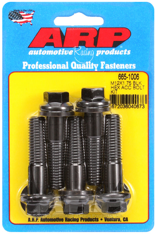 ARP 665-1006 M12 X 1.75 X 50 Hex Black Oxide Bolts