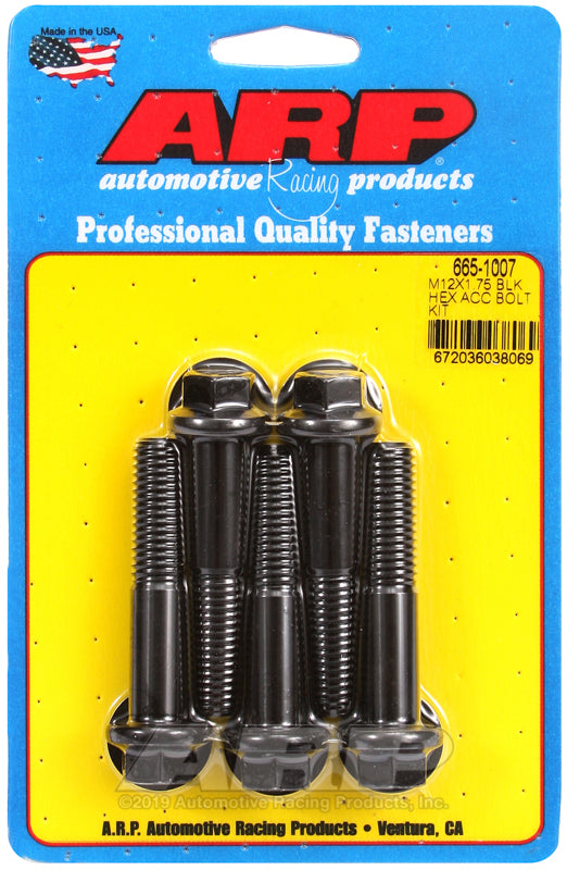 ARP 665-1007 M12 X 1.75 X 60 Hex Black Oxide Bolts