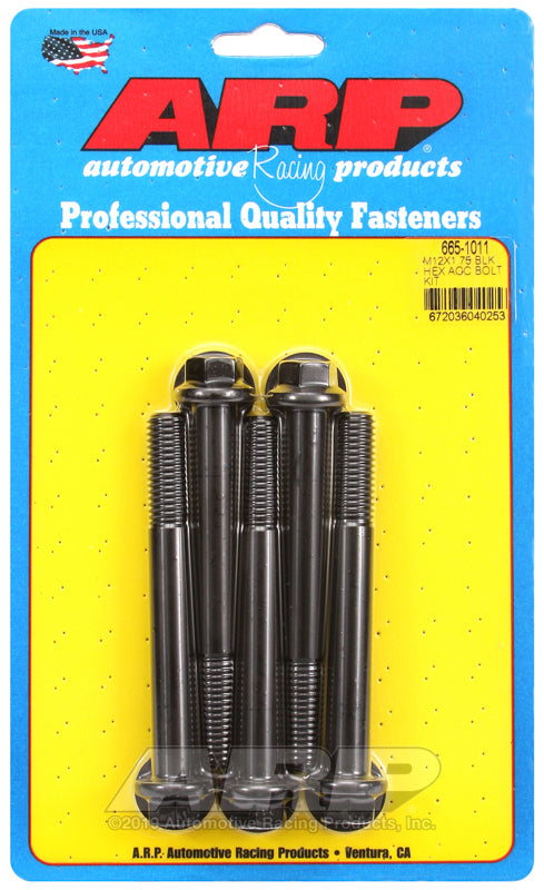 ARP 665-1011 M12 X 1.75 X 100 Hex Black Oxide Bolts