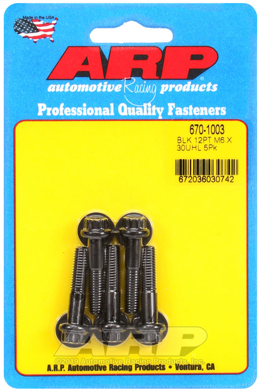 ARP 670-1003 M6 X 1.00 X 30 12PT Black Oxide Bolts
