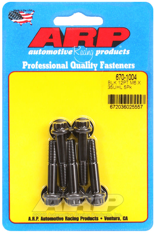ARP 670-1004 M6 X 1.00 X 35 12PT Black Oxide Bolts