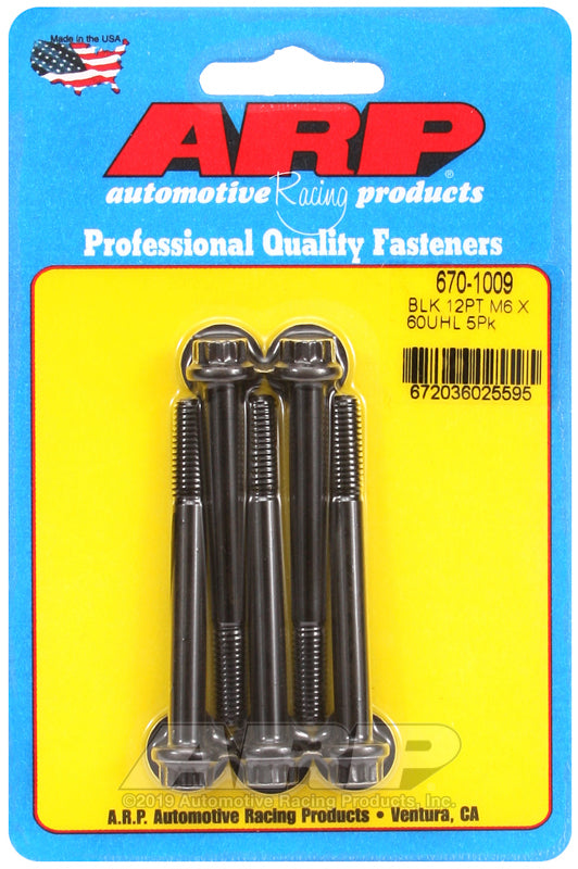 ARP 670-1009 M6 X 1.00 X 60 12PT Black Oxide Bolts