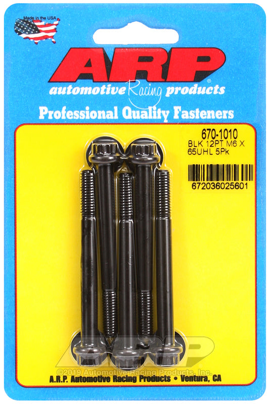 ARP 670-1010 M6 X 1.00 X 65 12PT Black Oxide Bolts
