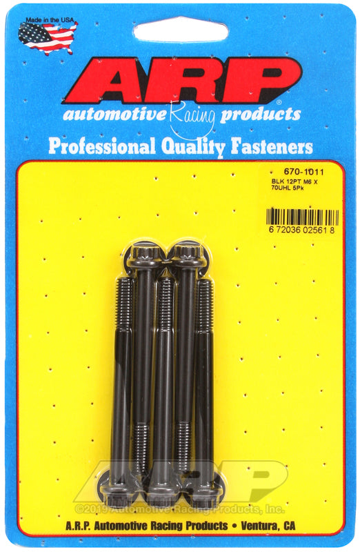 ARP 670-1011 M6 X 1.00 X 70 12PT Black Oxide Bolts