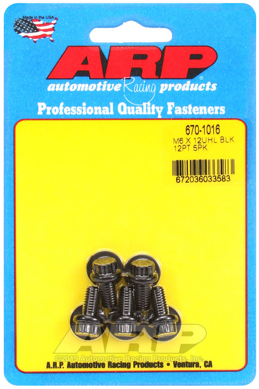 ARP 670-1016 M6 X 1.00 X 12 12PT Black Oxide Bolts