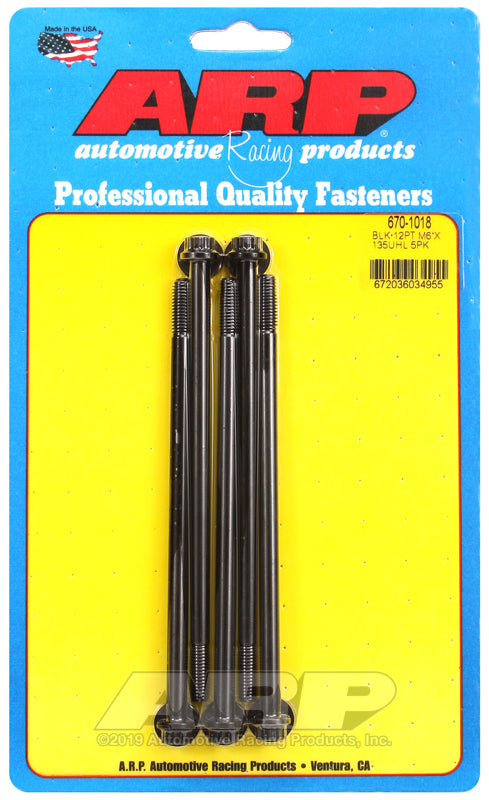 ARP 670-1018 M6 X 1.00 X 135 12PT Black Oxide Bolts