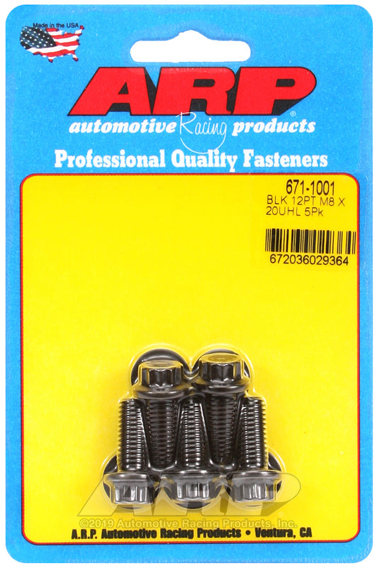 ARP 671-1001 M8 X 1.25 X 20 12PT Black Oxide Bolts