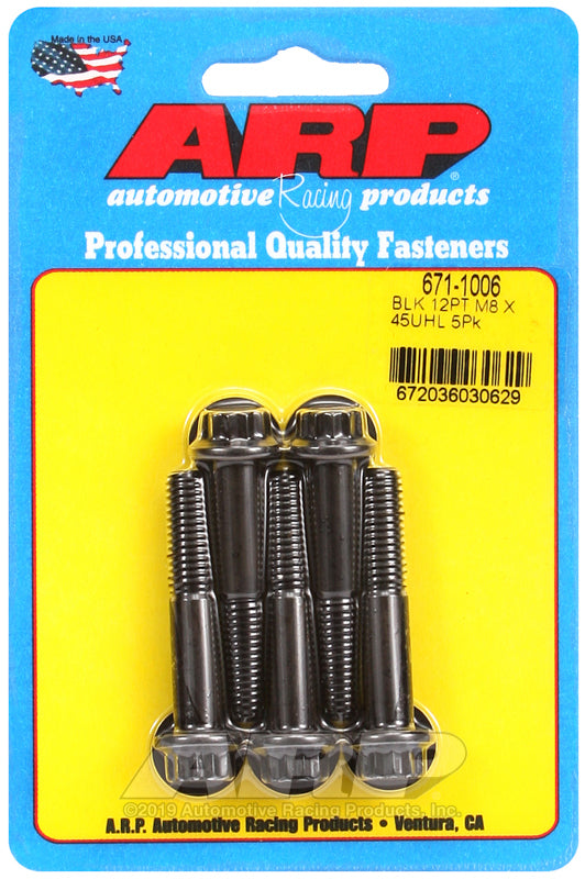 ARP 671-1006 M8 X 1.25 X 45 12PT Black Oxide Bolts