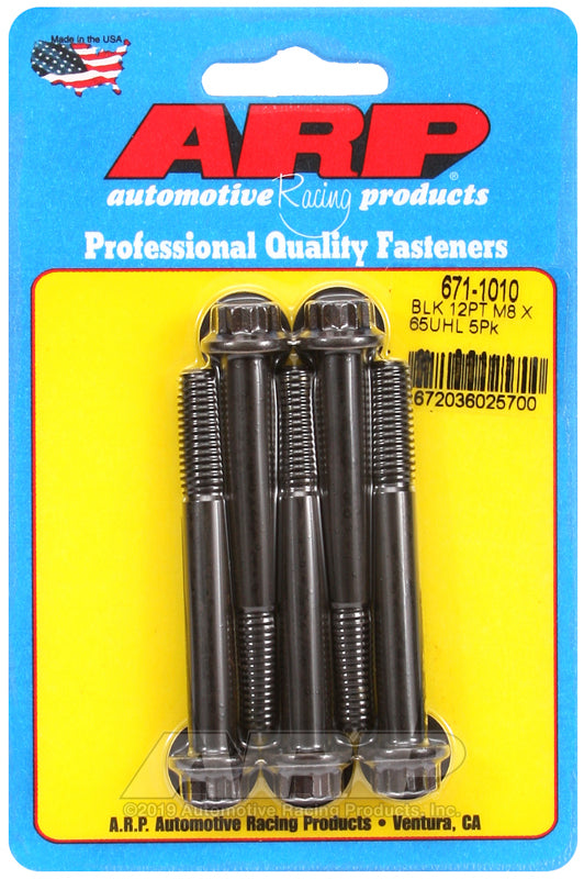 ARP 671-1010 M8 X 1.25 X 65 12PT Black Oxide Bolts