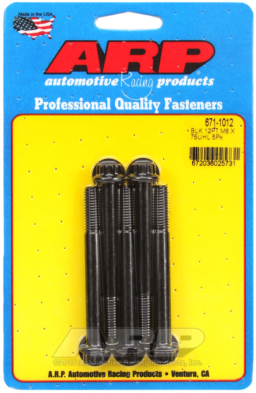 ARP 671-1012 M8 X 1.25 X 75 12PT Black Oxide Bolts