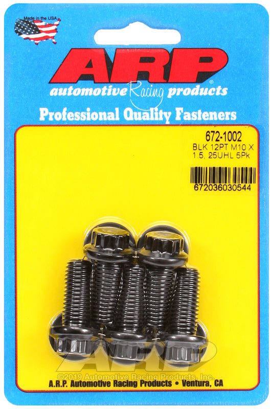 ARP Fasteners ARP672-1002 672-1002 M10 X 1.50 X 25 12PT Black Oxide Bolts