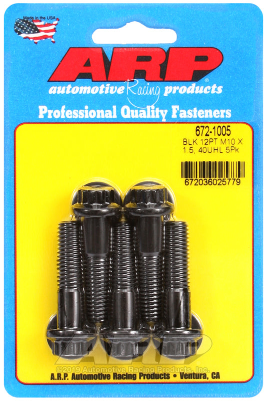 ARP Fasteners ARP672-1005 672-1005 M10 X 1.50 X 40 12PT Black Oxide Bolts
