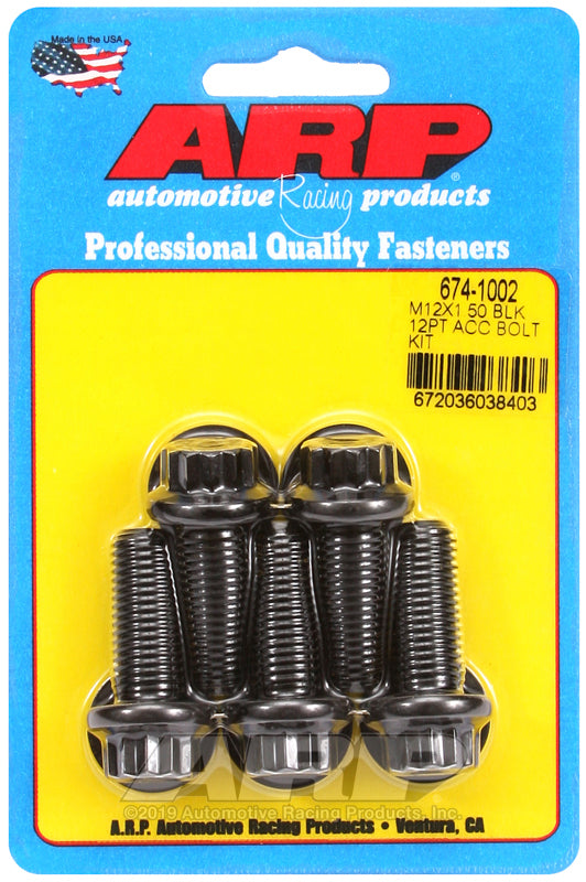 ARP 674-1002 M12 X 1.50 X 30 12PT Black Oxide Bolts
