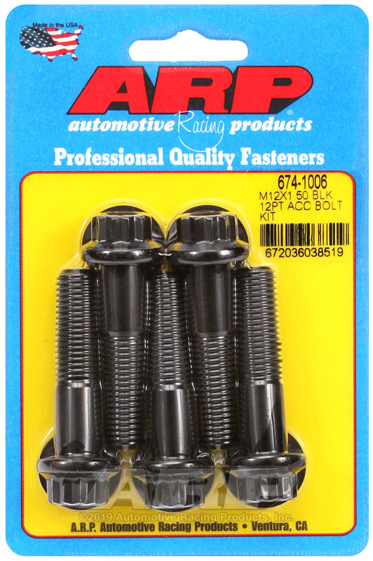 ARP 674-1006 M12 X 1.50 X 50 12PT Black Oxide Bolts