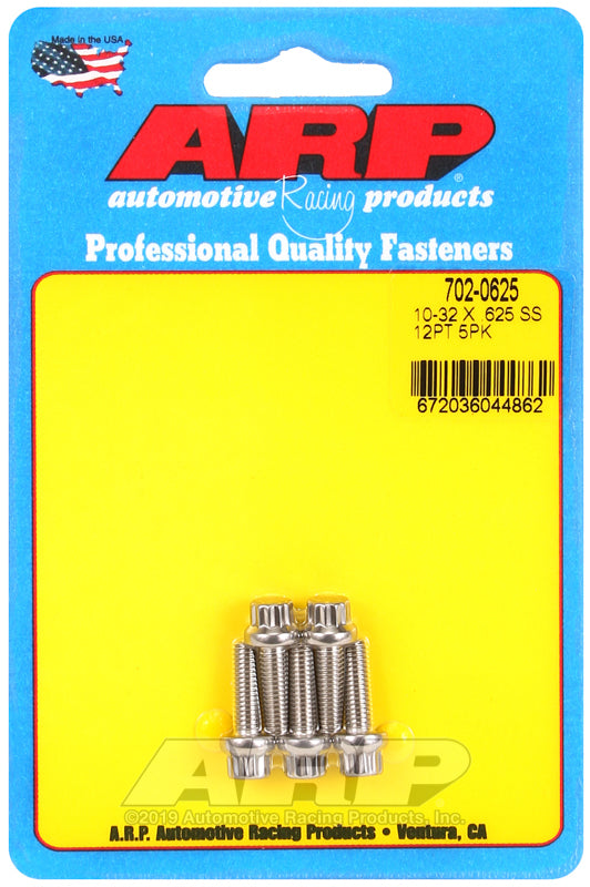 ARP 702-0625 10-32 X .625 12PT SS Bolts