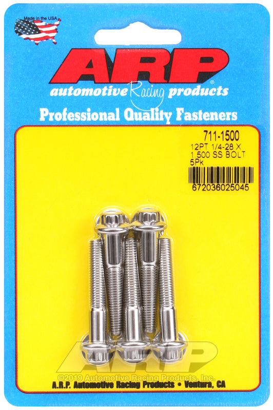 ARP 711-1500 1/4-28 X 1.500 12PT SS Bolts
