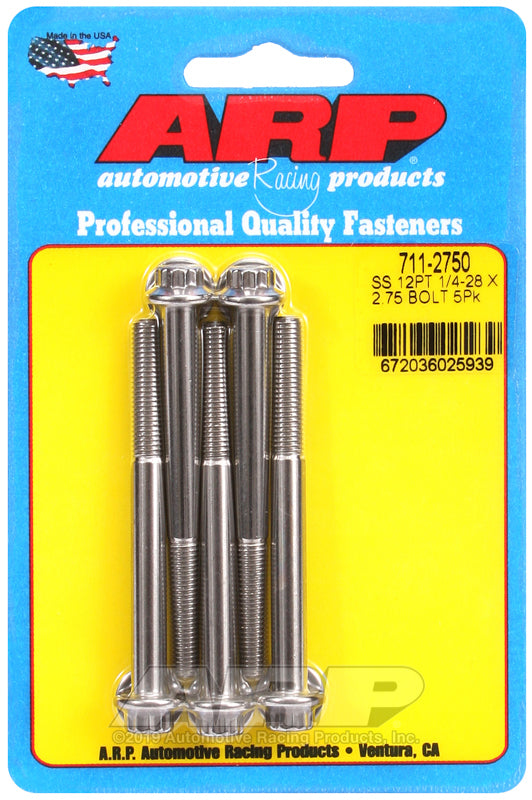 ARP 711-2750 1/4-28 X 2.750 12PT SS Bolts