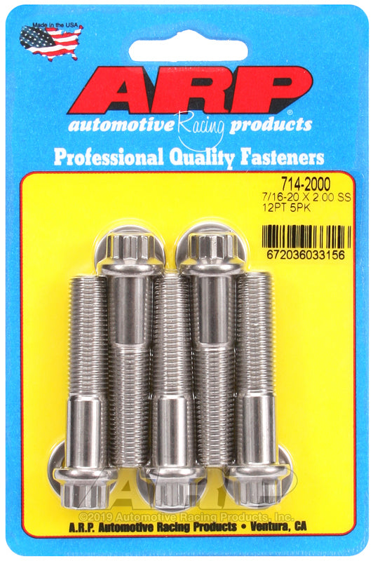 ARP Fasteners ARP714-2000 714-2000 7/16-20 X 2.000 12PT SS Bolts