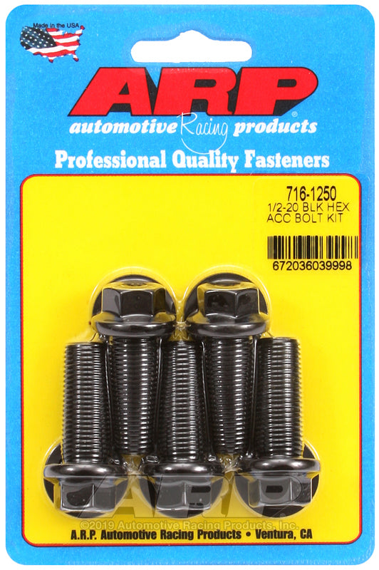 ARP 716-1250 1/2-20 X 1.250 Hex Black Oxide Bolts