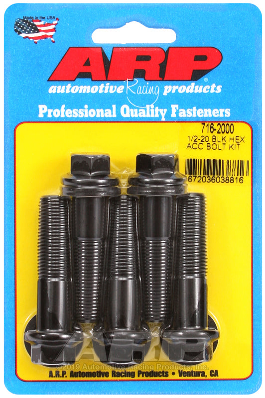 ARP 716-2000 1/2-20 X 2.000 Hex Black Oxide Bolts