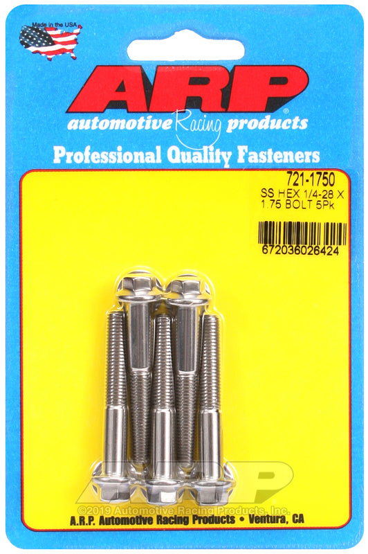 ARP 721-1750 1/4-28 X 1.750 Hex SS Bolts