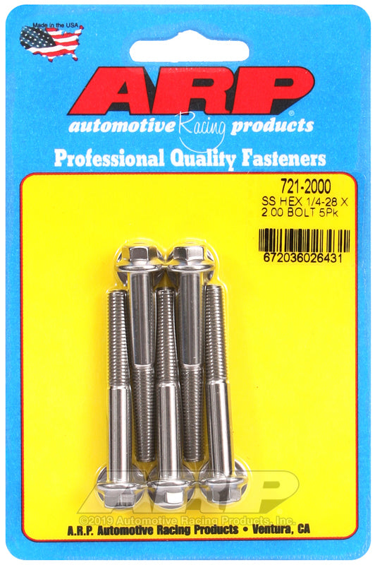 ARP 721-2000 1/4-28 X 2.000 Hex SS Bolts