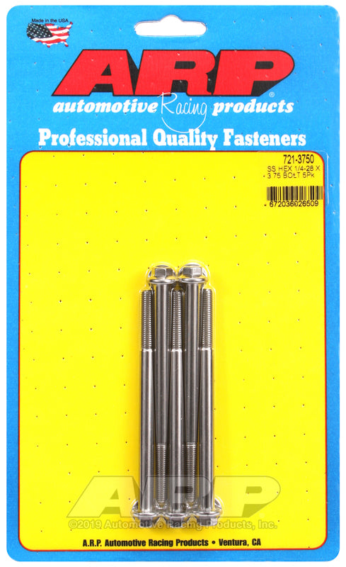ARP 721-3750 1/4-28 X 3.750 Hex SS Bolts