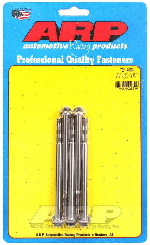 ARP 721-4000 1/4-28 X 4.000 Hex SS Bolts
