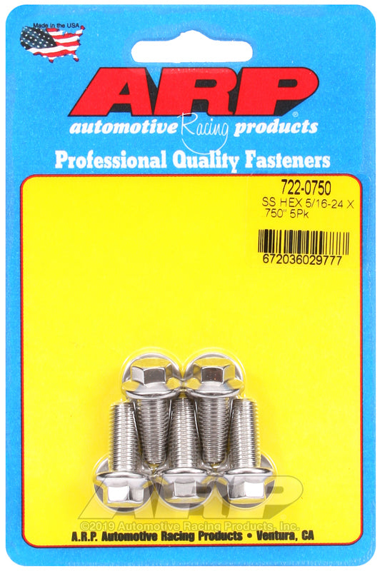 ARP 722-0750 5/16-24 X .750 Hex SS Bolts