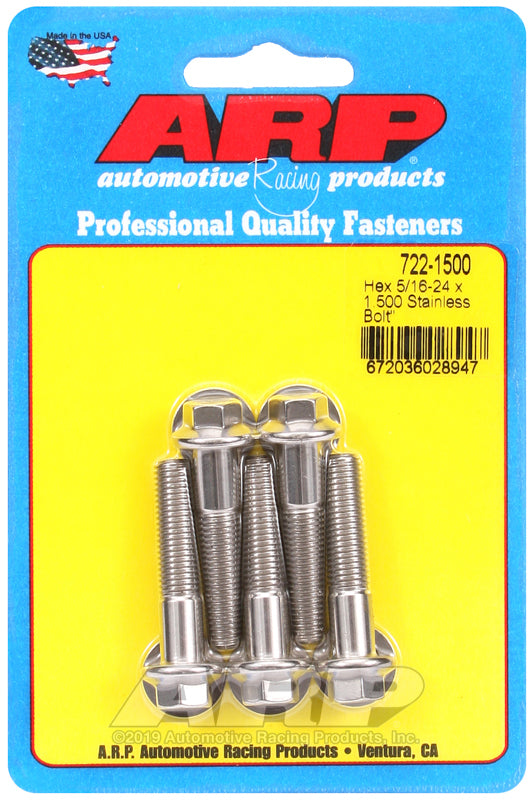 ARP 722-1500 5/16-24 X 1.500 Hex SS Bolts