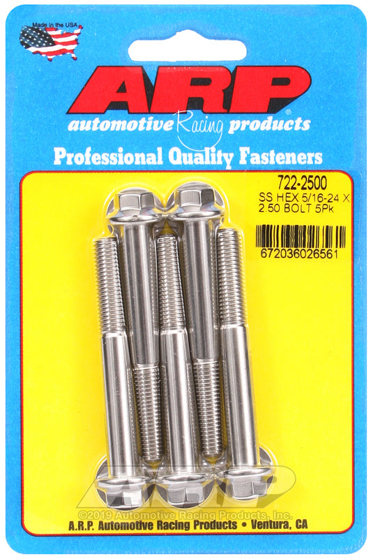 ARP 722-2500 5/16-24 X 2.500 Hex SS Bolts