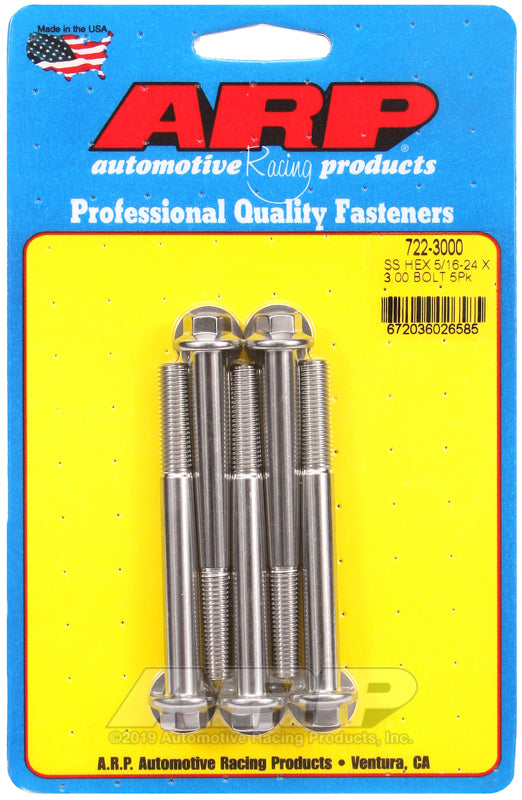ARP 722-3000 5/16-24 X 3.000 Hex SS Bolts