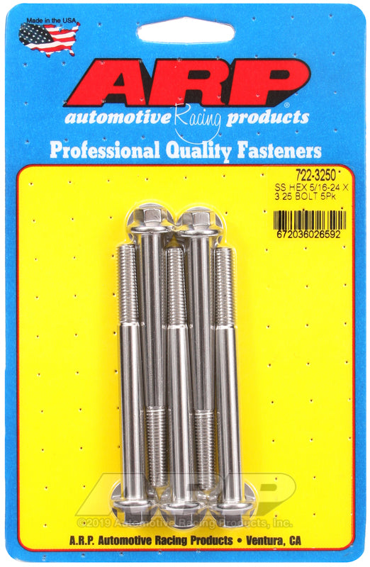 ARP 722-3250 5/16-24 X 3.250 Hex SS Bolts