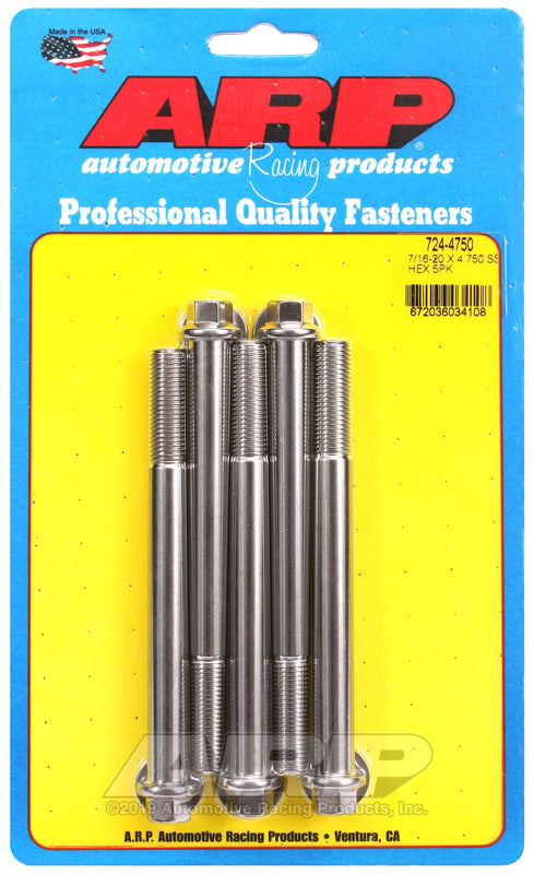 ARP 724-4750 7/16-20 X 4.750 Hex SS Bolts