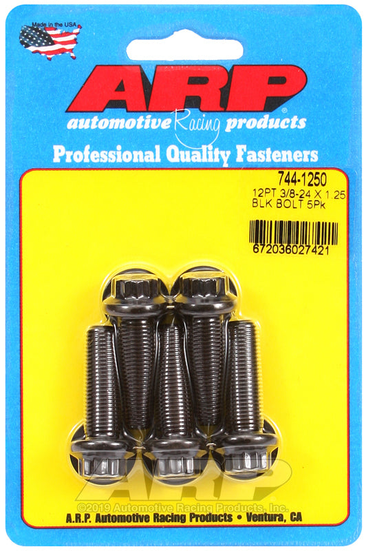 ARP 744-1250 3/8-24 X 1.250 12PT 7/16 Wrenching Black Oxide Bolts