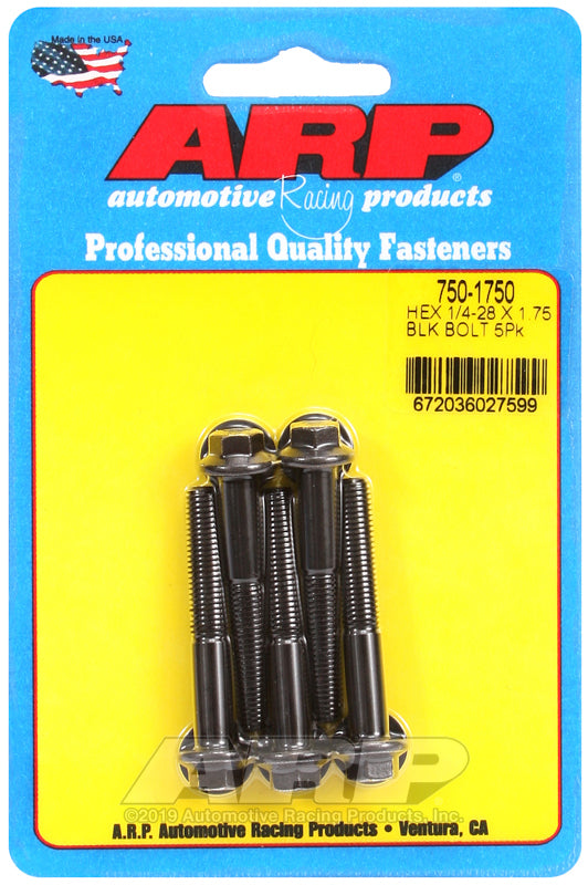 ARP Fasteners ARP750-1750 750-1750 1/4-28 X 1.750 Hex Black Oxide Bolts