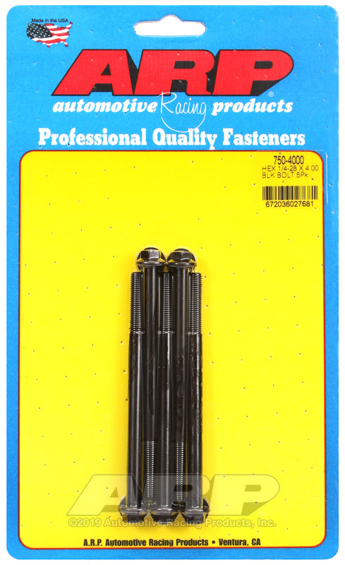 ARP 750-4000 1/4-28 X 4.000 Hex Black Oxide Bolts