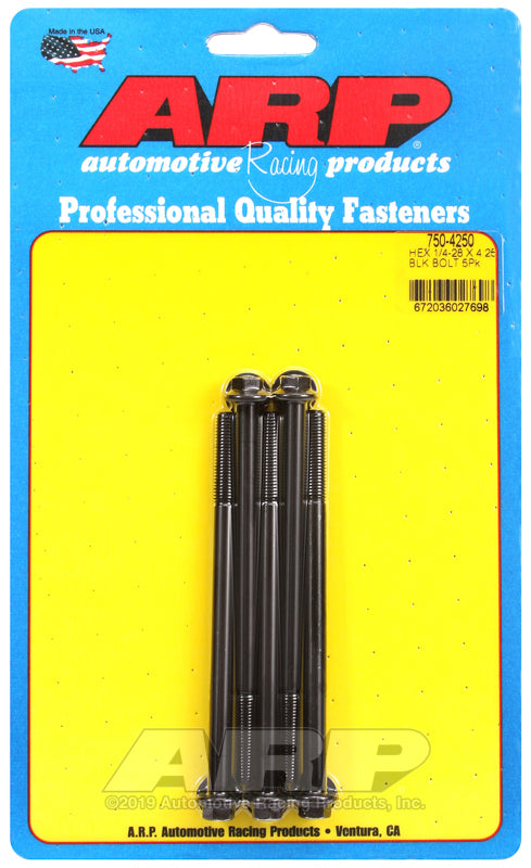 ARP 750-4250 1/4-28 X 4.250 Hex Black Oxide Bolts