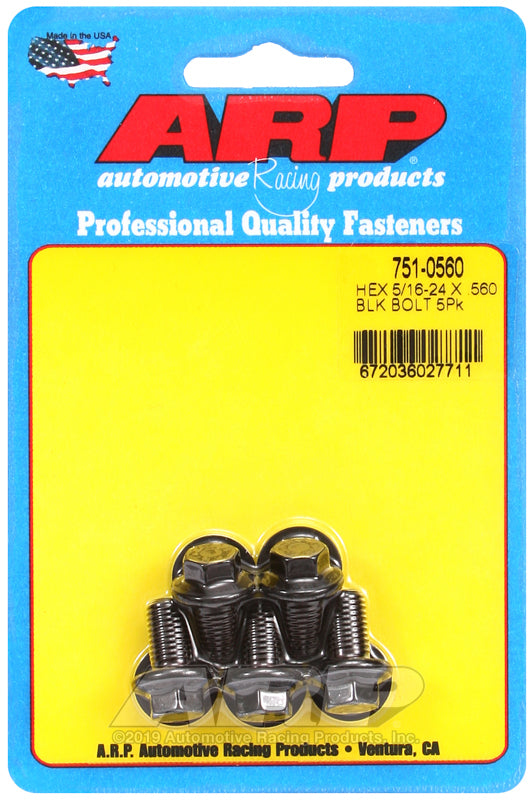 ARP 751-0560 5/16-24 X .560 Hex Black Oxide Bolts