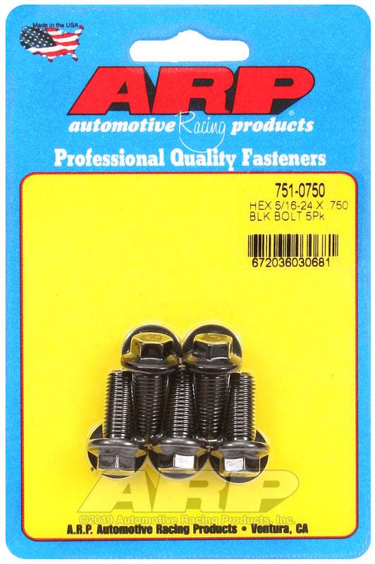 ARP 751-0750 5/16-24 X .750 Hex Black Oxide Bolts