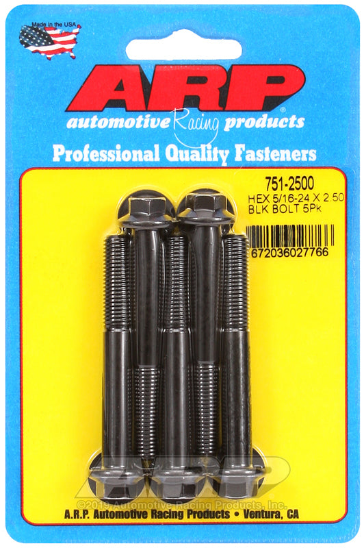 ARP 751-2500 5/16-24 X 2.500 Hex Black Oxide Bolts
