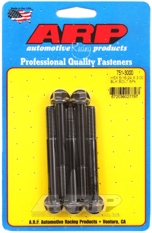 ARP 751-3000 5/16-24 X 3.000 Hex Black Oxide Bolts