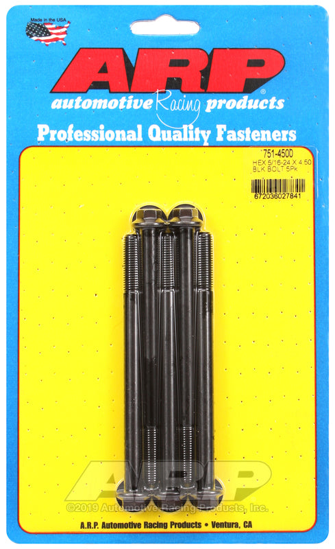 ARP 751-4500 5/16-24 X 4.500 Hex Black Oxide Bolts